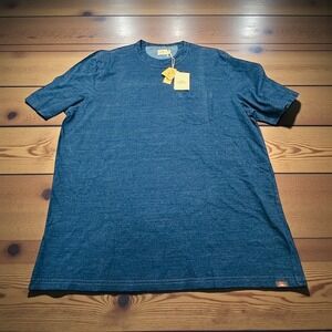 Faherty Indigo Dye Pocket Tee Mens XL Dark Indigo Wash Organic Cotton